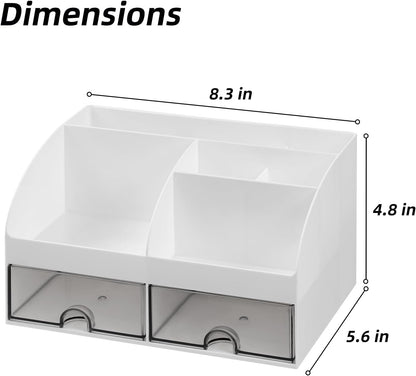 VITVITI Toothbrush Holder for Bathroom Electric Toothbrush Holder 6 Slots Bathroom Organizer 2 Drawers Countertop Toothpaste Holder Cosmetic Make Up Organizer Cosmetic Container