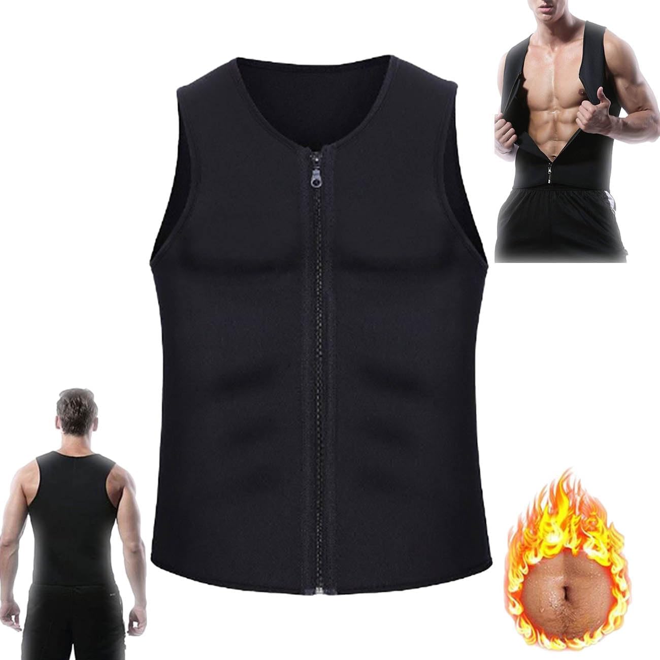 Nano Tech Protection Vest, 2024 New Nano Tech Protection Vest, Zipper Vest Fitness Wear for Men, Gynecomastia Compress Vest, Mens Slimming Body Shaper Vest Compression Shirts, for Exercise Fitness