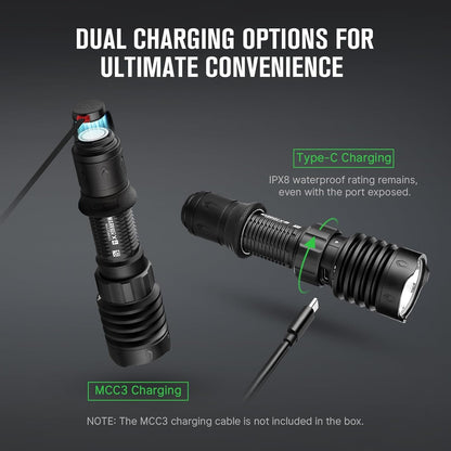 OLIGHT Warrior X 4 Rechargeable Tactical Flashlight, 2600 Lumens 630 Meters Long Range Thrower LED Flashlights with USB-C Charging, Dual Output for Search & Rescue, Outdoors, Security