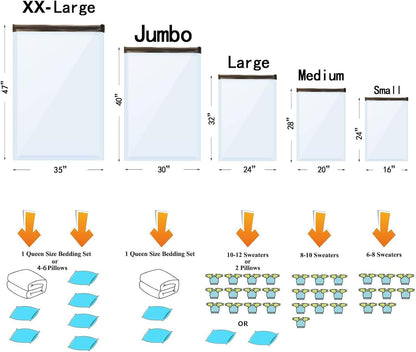 15 Pack Vacuum Storage Bags with Electric Pump (3 Jumbo, 3 Large, 3 Medium, 3 Small, 3 Roll Up), Space Saver Sealer Compression Bags for Blankets, Comforters, Pillows, Clothes Storage