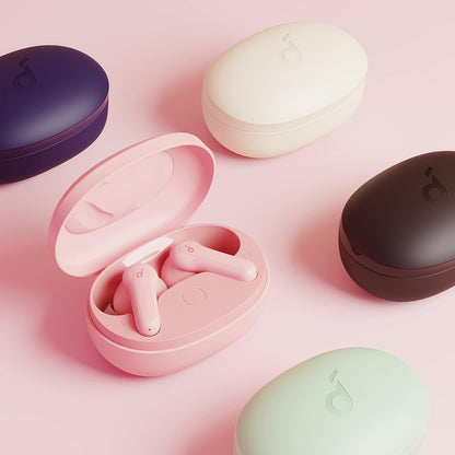 Soundcore by Anker Life P2 Mini True Wireless Earbuds, 10mm Drivers with Big Bass, Custom EQ, Bluetooth 5.2, 32H Playtime, USB-C for Fast Charging, Tiny Size for Commute, Work (Pink)