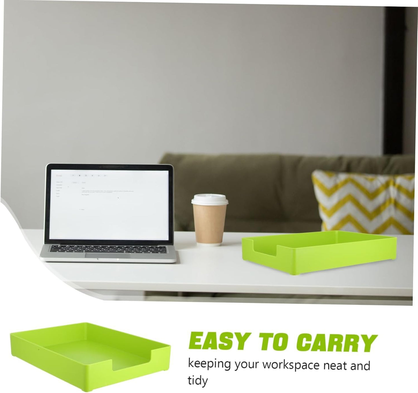 DOITOOL Office Desk Organizer Tray Green File Storage Box Stackable Paper Holder for Efficient Workspace Organization for Home School and Office Use