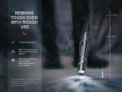 fenix PD35R Rechargeable Compact Long Range LED Torch | 1700 Lumens | 350m | 100 Hrs Max | USB-C | Tactical Tail Switch | Instant Strobe | IP68