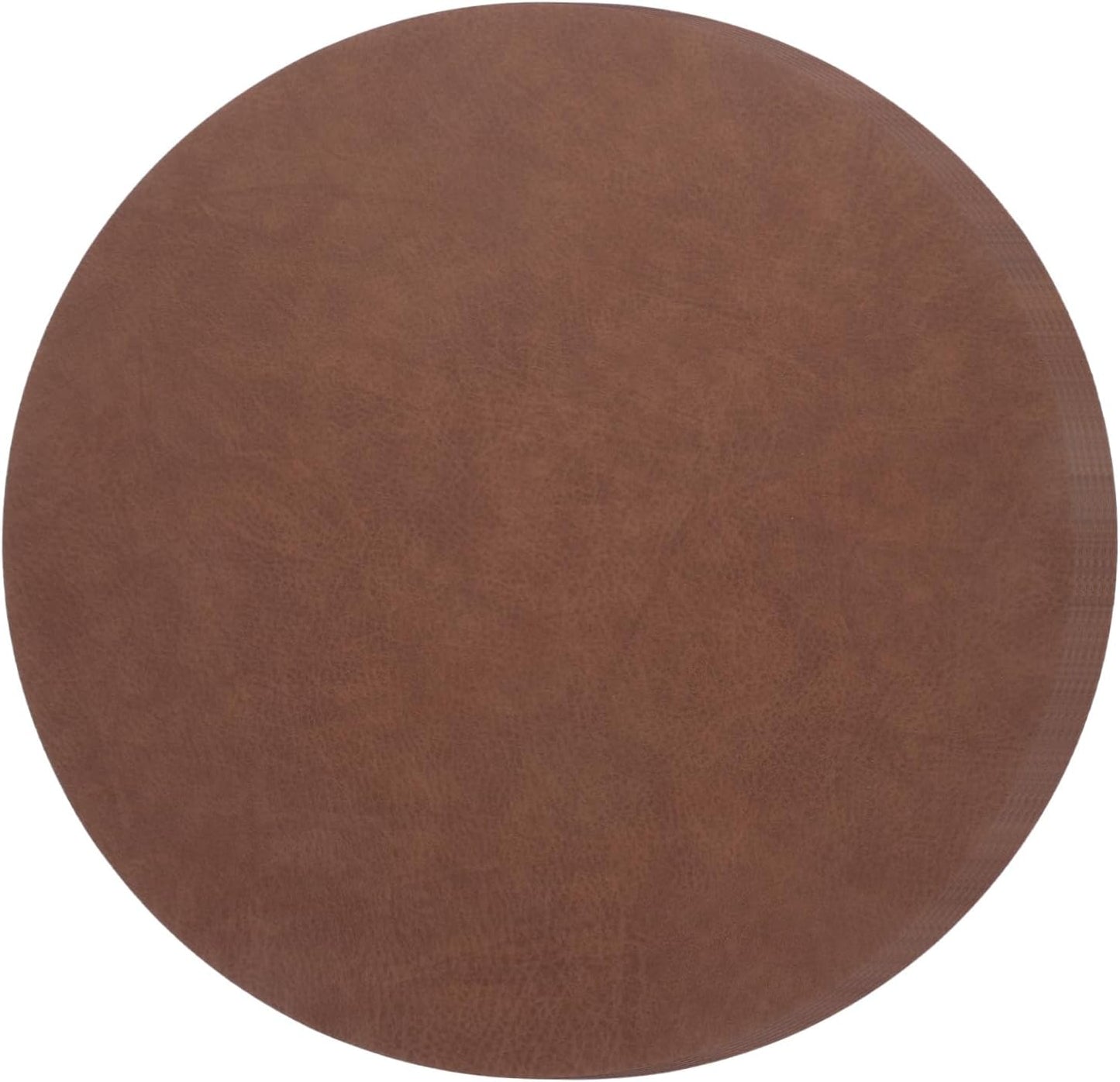 OSOLADY 6pcs Round Faux Leather Placemats Washable Pu Mats for Dining Kitchen Easy Maintenance Stylish Tabletop Protector