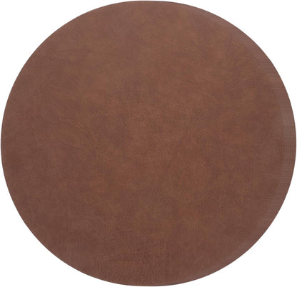 OSOLADY 6pcs Round Faux Leather Placemats Washable Pu Mats for Dining Kitchen Easy Maintenance Stylish Tabletop Protector