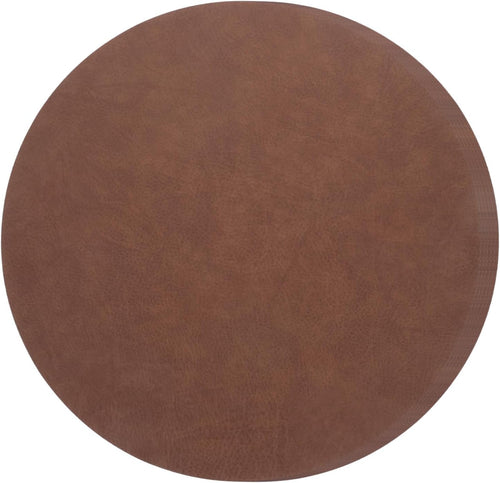 OSOLADY 6pcs Round Faux Leather Placemats Washable Pu Mats for Dining Kitchen Easy Maintenance Stylish Tabletop Protector