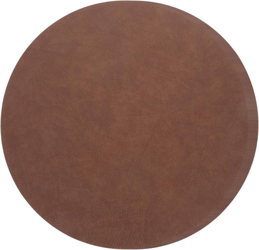 OSOLADY 6pcs Round Faux Leather Placemats Washable Pu Mats for Dining Kitchen Easy Maintenance Stylish Tabletop Protector
