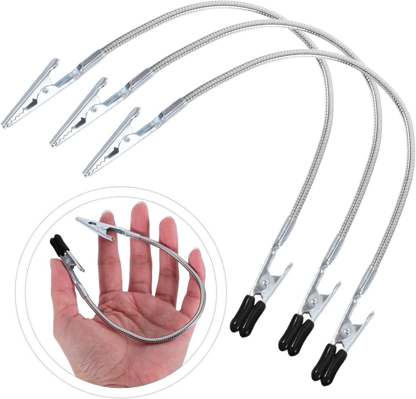 EXAOMBLE 3pcs Flexible Alligator Clips for Electronics Repair Coated Wire Holders for DIY Projects and Workspace Organization