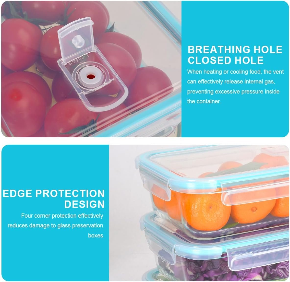 Anshine 18pack Glass Food Storage Containersï¼ŒAirtight Glass Meal Prep Containers With Lids, BPA Free & Leak Proof Lunch Box Safe for Microwave, Freezer, Dishwasher Kitchen Storage