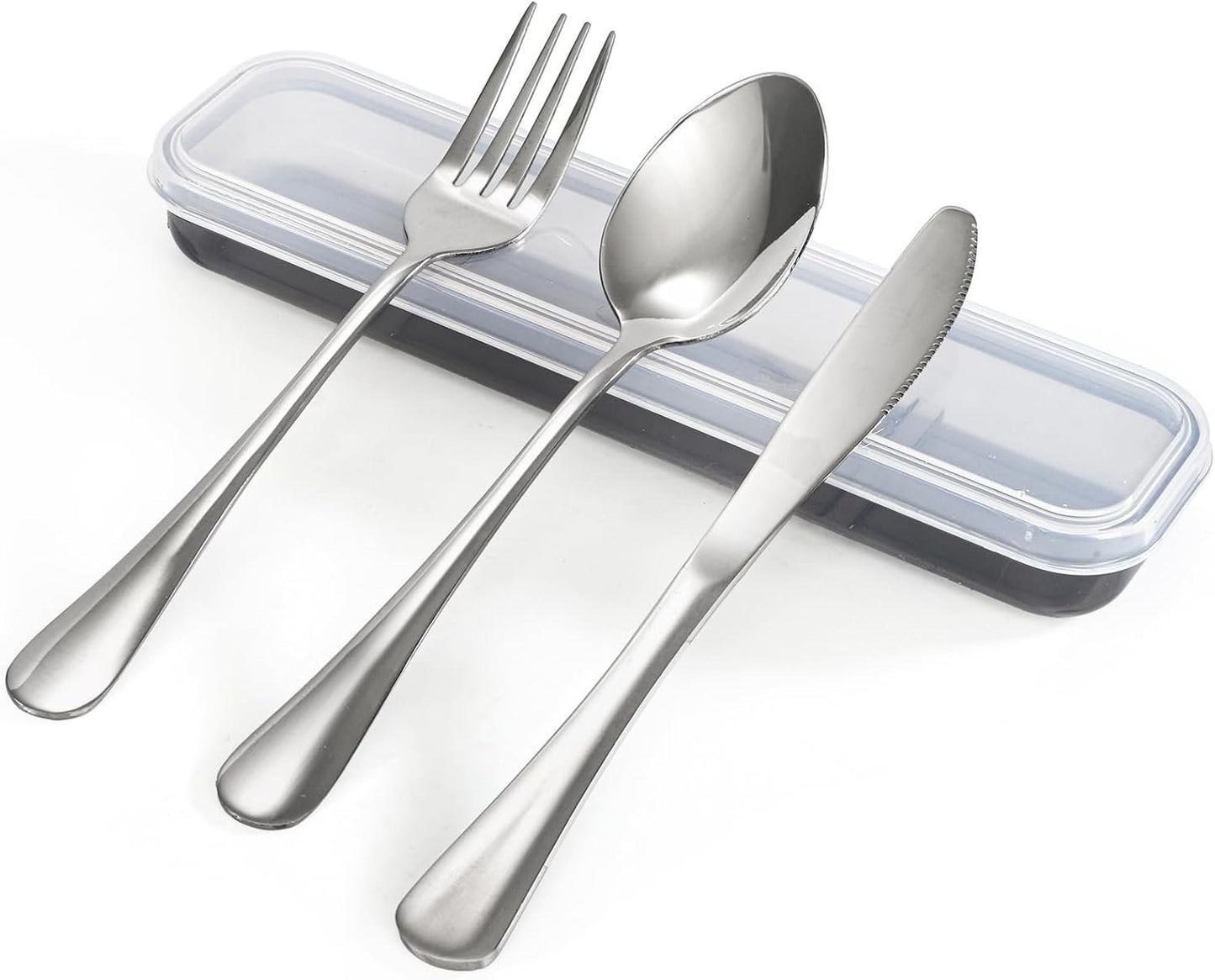 Nicunom 8 Pack Portable Utensils Set with Case, Premium Stainless Steel Travel Silverware Set Reusable Flatware Set Travel cutlerys Fork Spoon Knife for Camping, Lunch, Picnic, School, Workplace