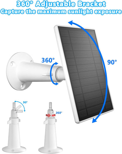 7W Solar Panel Charger for Ring Stick Up Cam Battery & Spotlight Cam Battery, 5V Continuous Solar Power for Ring Camera, 3.5mm Plug to Device, 13ft Cable IP65 Waterproof, Adjustable Wall Mount 2 Pack