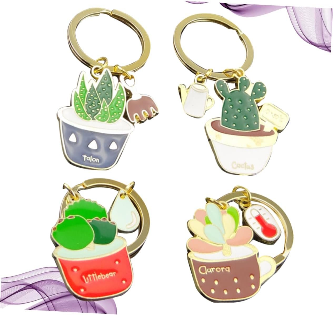 BESTYASH 4 Pz accessori chiave ricompensa portachiavi divertente portachiavi con ciondolo portachiavi cactus portachiavi a premi gadget casa oggettistica casa laccetto portachiavi
