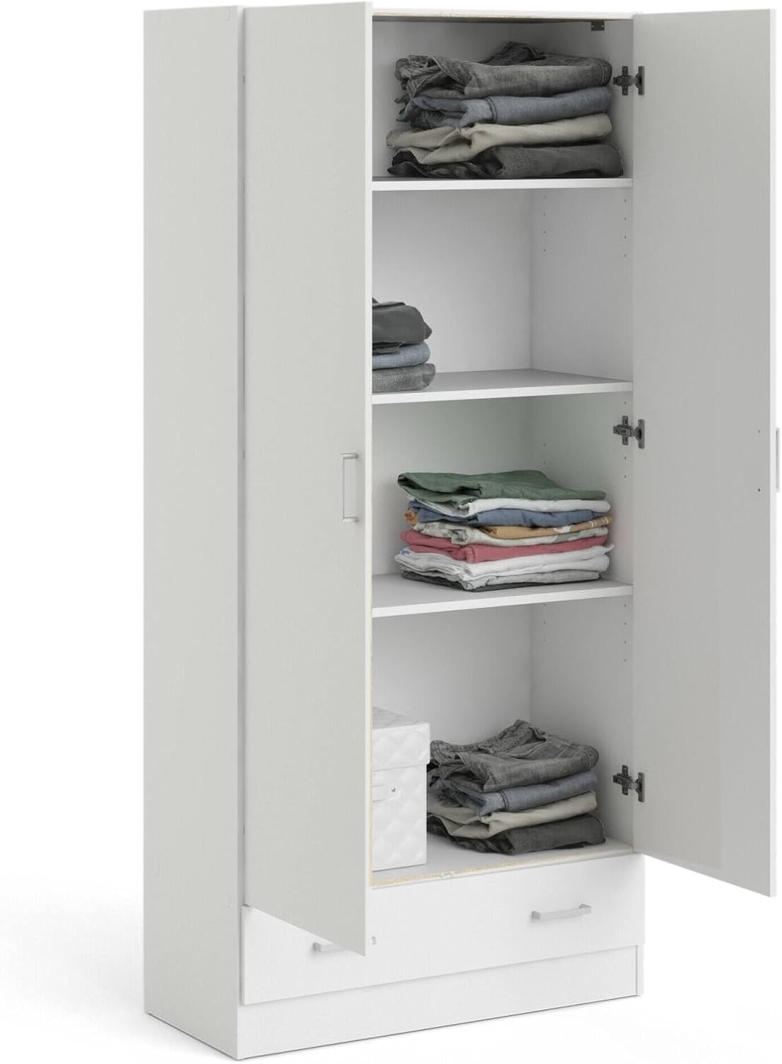 Dmora - Wardrobe 2 Doors Audette, Bedroom Furniture, Walk-in Closet, Clothes Wardrobe, 79 x 36 H 170 cm, White
