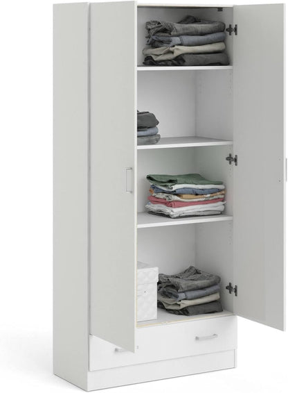 Dmora - Wardrobe 2 Doors Audette, Bedroom Furniture, Walk-in Closet, Clothes Wardrobe, 79 x 36 H 170 cm, White