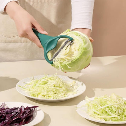 Cabbage Peeler Pro with 2 Blades, Julienne and Shaving Stainless Steel Vegetable Slicer for Cabbage, Heavy-Duty Dark Green Peeler for Slaw, Salads, and Bulk Meal Prep