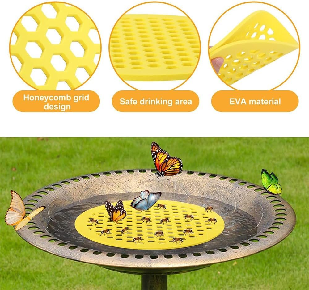 CAVLA 4 Pack Floating Bee Watering Station, 7.87 Inch Round EVA Foam Bee Feeder and Butterfly Drinking Station, Outdoor Garden Bee Bath for Feeding and Decor