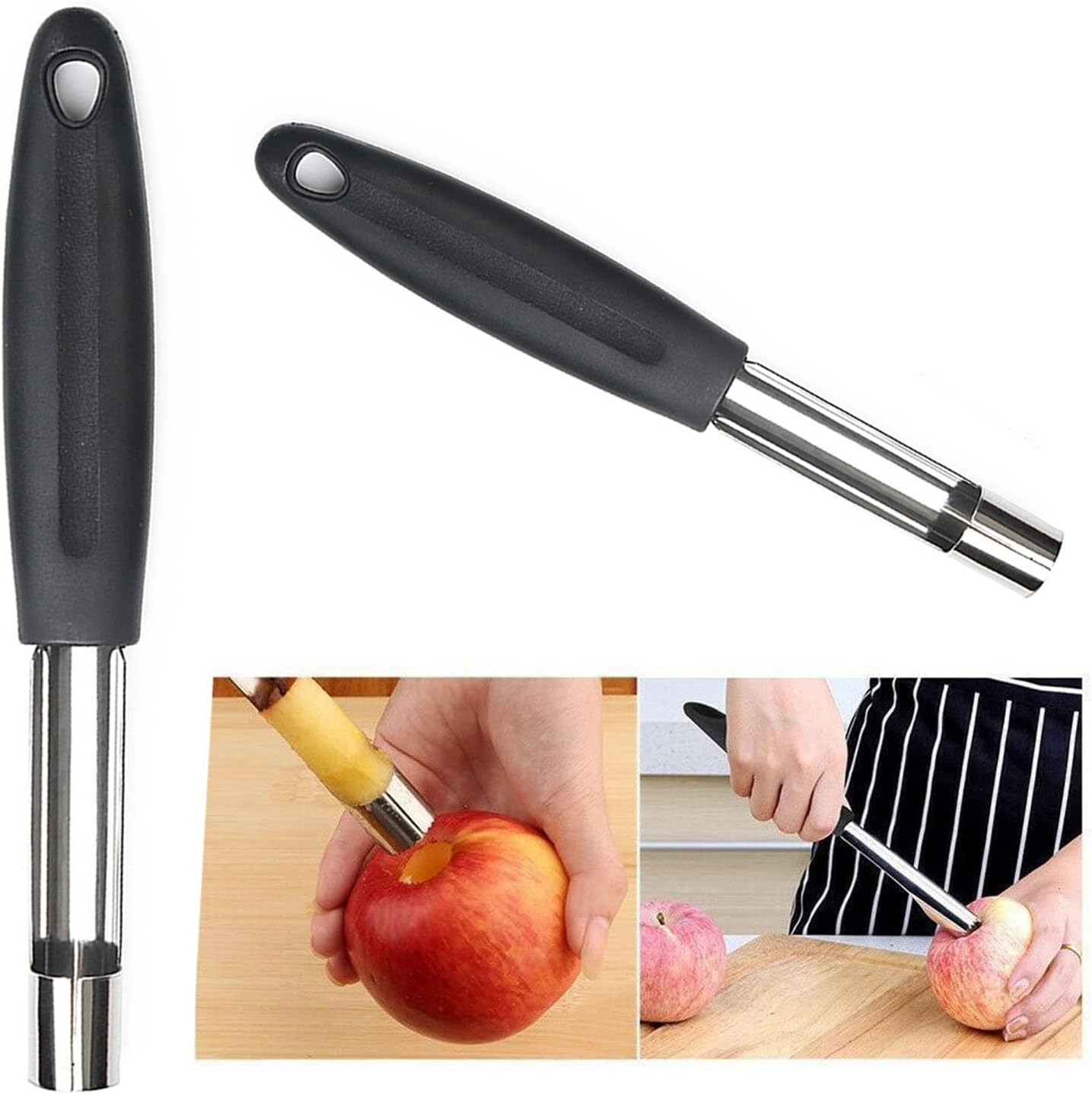 Soft Touch Apple Corer Remover Stainless Steel Core Seed Twist Pear Kitchen Tool Fruit Pear Corer Slicer Peeler with Sharp Serrated Blade Perfect Kitchen Utensil & Gadget for Coring Fruits