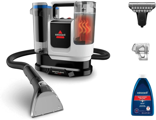BISSELL SpotClean ProHeat Advanced Carpet and Upholstery Cleaner, Upholstery Washer, 1125W Engine, Triple Stubborn Stain Cleaner, Multi-Surface Compact, Filaire, 3924N