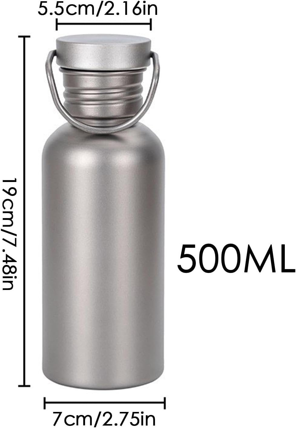 Titanium Water Bottle - Stainless Steel Water Bottle | Water Bottle in Titanium, Leak Proof Cycling Drinkware, Titanium Hydration Water Bottle for Outdoor Activities, Hiking, Camping, Travelling