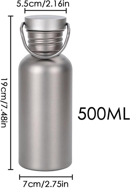 Titanium Water Bottle - Stainless Steel Water Bottle | Water Bottle in Titanium, Leak Proof Cycling Drinkware, Titanium Hydration Water Bottle for Outdoor Activities, Hiking, Camping, Travelling