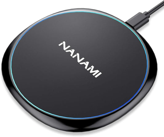 Fast Wireless Charger, NANAMI 15W Max Qi Charging Pad for iPhone 16/15 Pro Max/14/13/12 Mini/11/XR/XS/X/8, Fast Charge for Samsung Galaxy S25/S24/S23/S22 Ultra/S21/S20 fe/S10/S9,Pixel 6,AirPods Pro/3