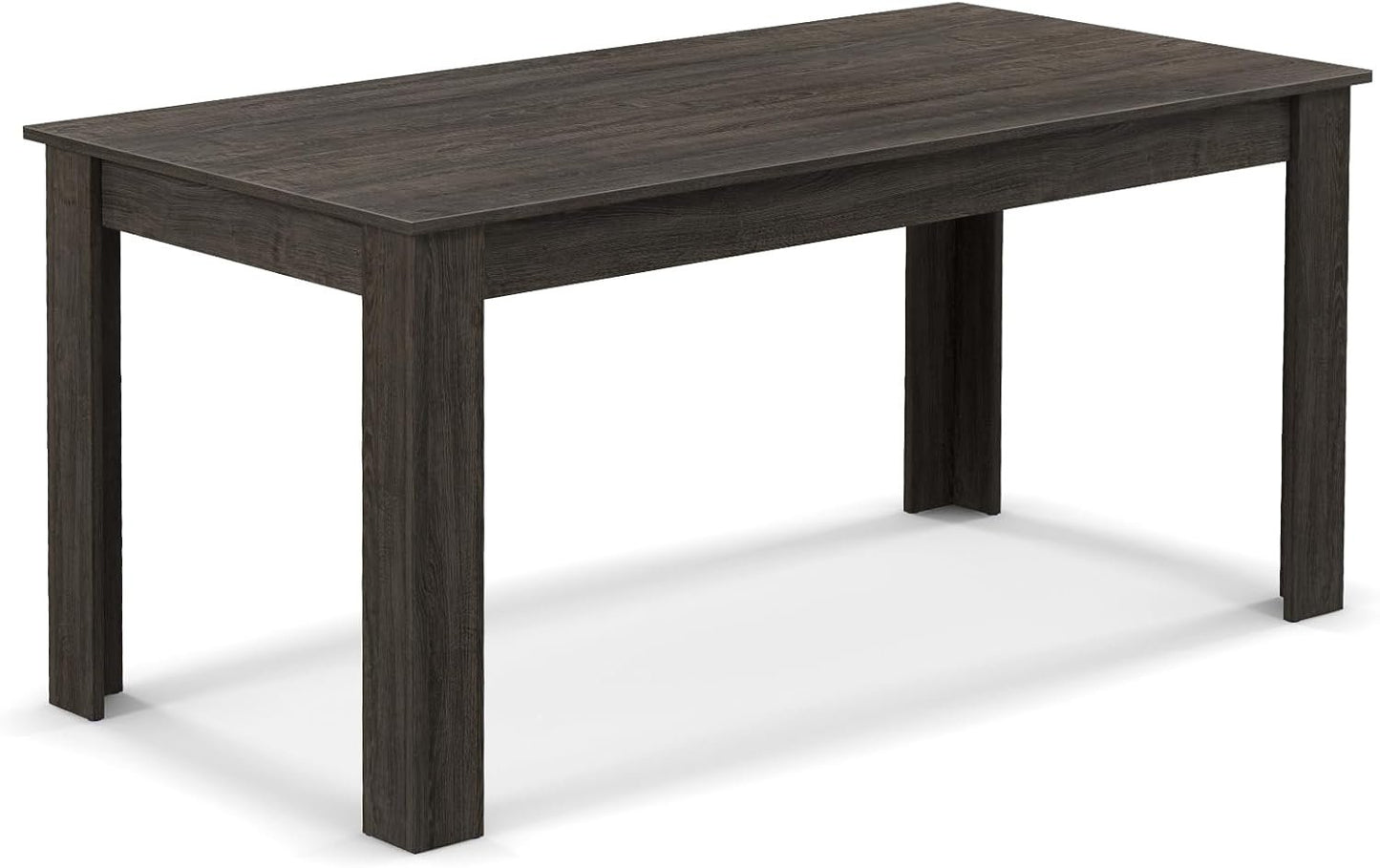 COSTWAY Dining Table for 4-6 People, 63” Rectangular Dining Room Table, Farmhouse Dinette Table with Large Computer Workstation, Modern Kitchen Table for Apartment, Living Room, Restaurant (Grey)