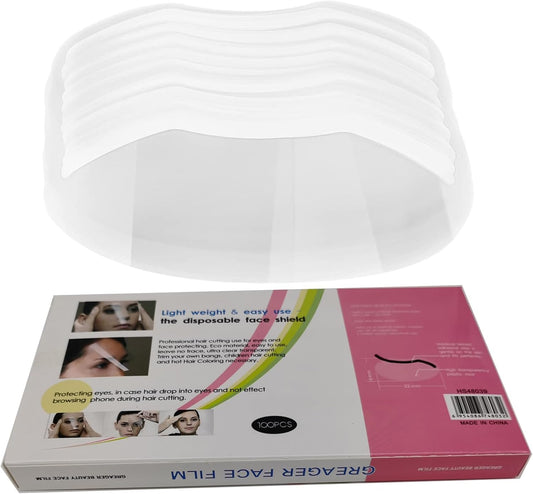 LWBTOSEE 100pcs Hairdressing Haircut Face Mask Shield Cover Hair Cutting Dyeing Protector with Handle Pro Salon Hair Styling Care Tools