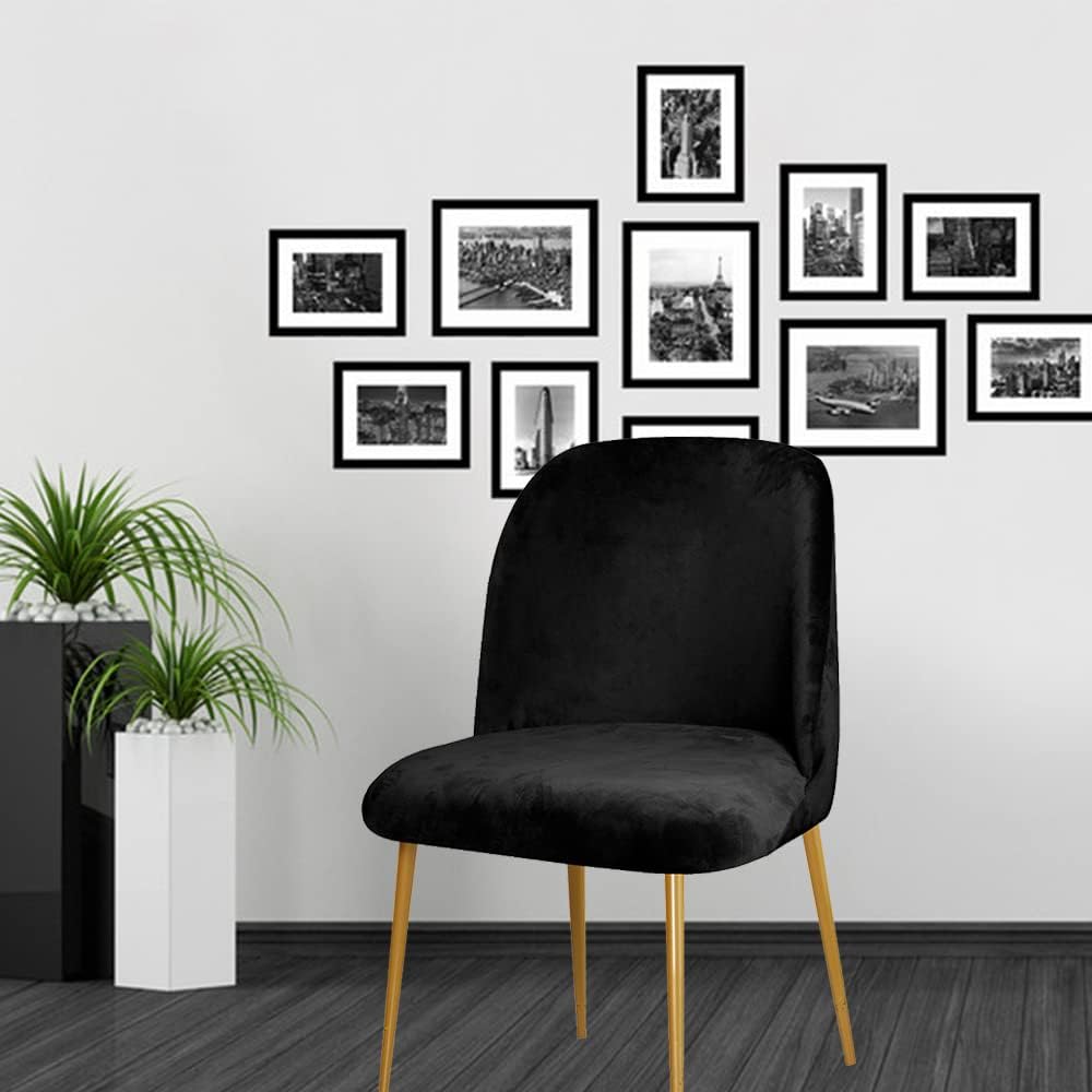 GAWEKIQE Curved Short Back Black Armless Accent Chair Slipcover Velvet Upholstered Side Dining Room Chair Cover for Home Decor Living Room Ceremony Set of 2