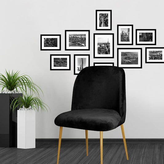 GAWEKIQE Curved Short Back Black Armless Accent Chair Slipcover Velvet Upholstered Side Dining Room Chair Cover for Home Decor Living Room Ceremony Set of 2
