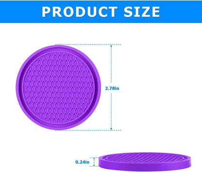 Car Cup Holder Coaster, 4 Pack Non-Slip Insert Coasters, Universal Durable Auto Cup Mat, 2.75 Inch Flexible Silicone Pad for Car Interior, Vehicle Accessories for Men and Women