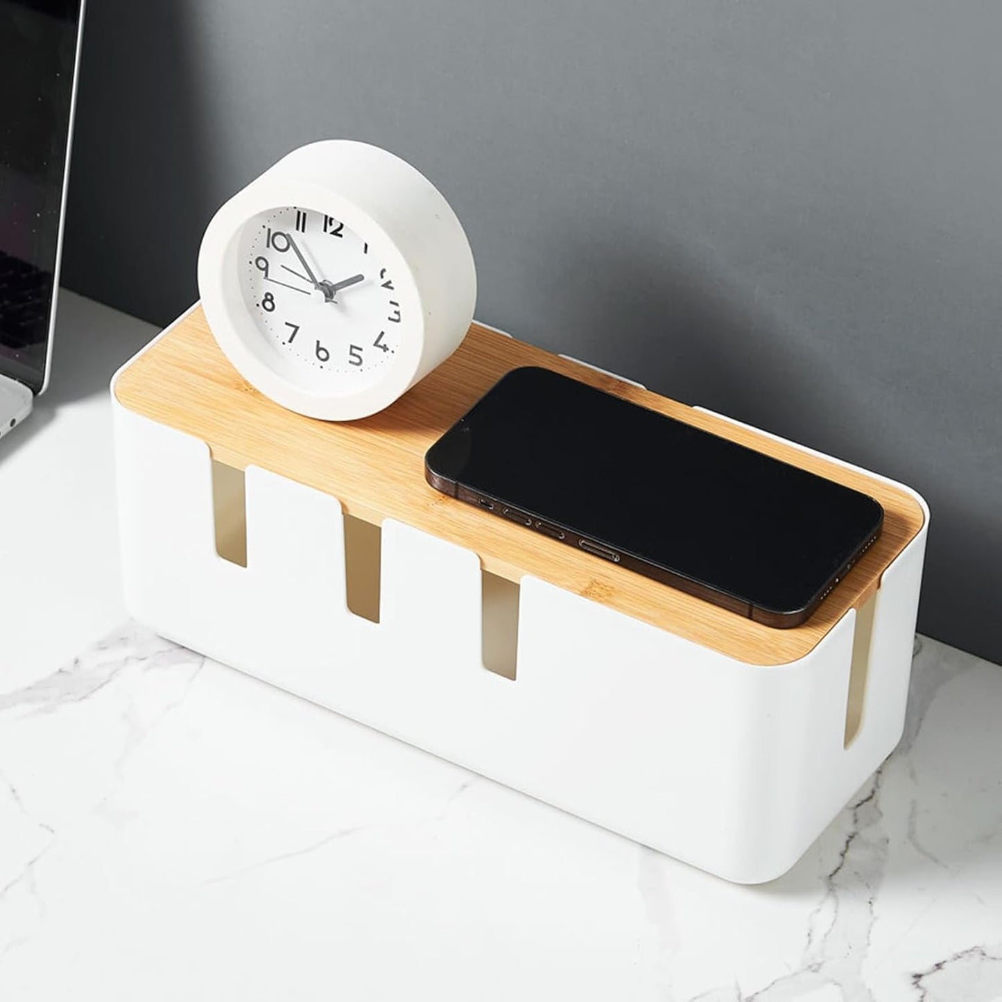 Cord Management Box - Cable Hiding Box,with Wooden Cover Cord Case for USB Hub System Power Strip Living Room Workstation Home TV Computer