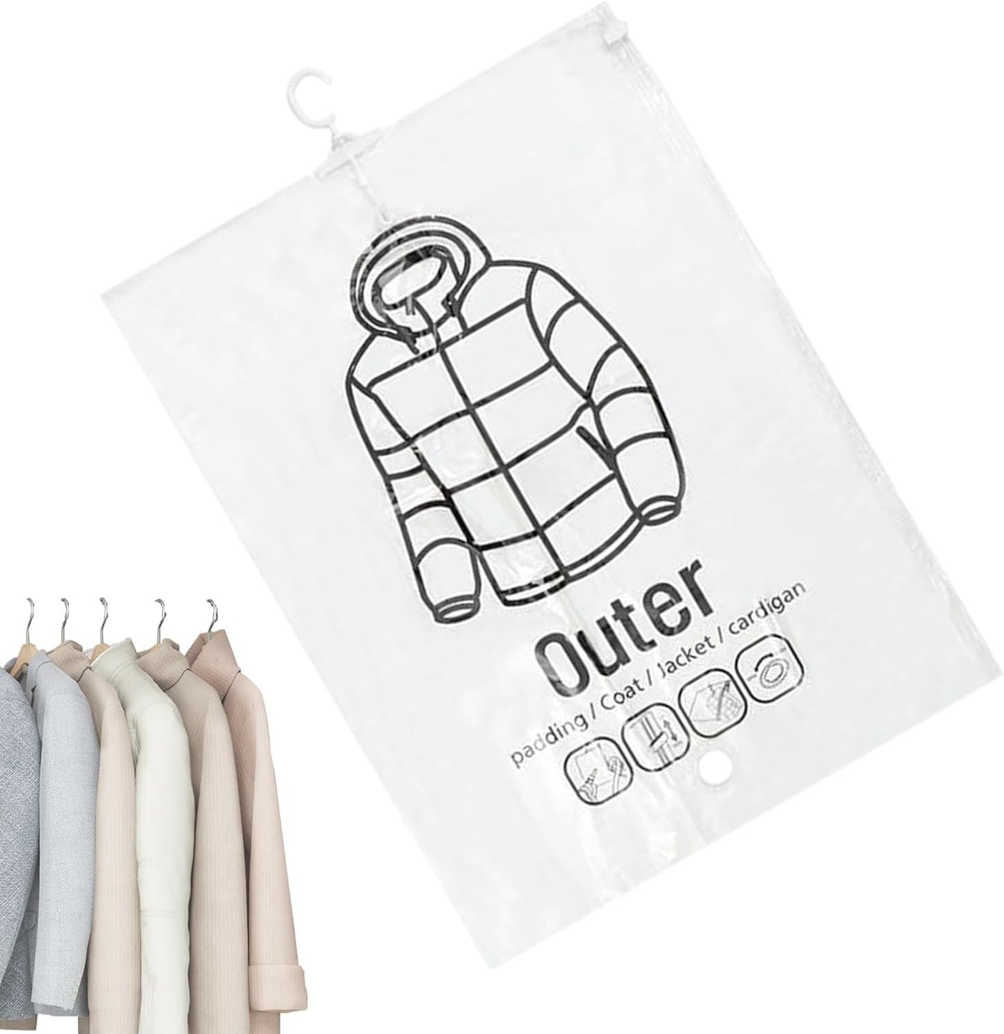 Vaccine Sealed Storage Bags, Dust-Proof Vacuum Bags for Clothes, Airtight Reusable Space Saving Garment Packing for Travel, Closet, Wardrobe, Luggage, Suitcase, Home Organization