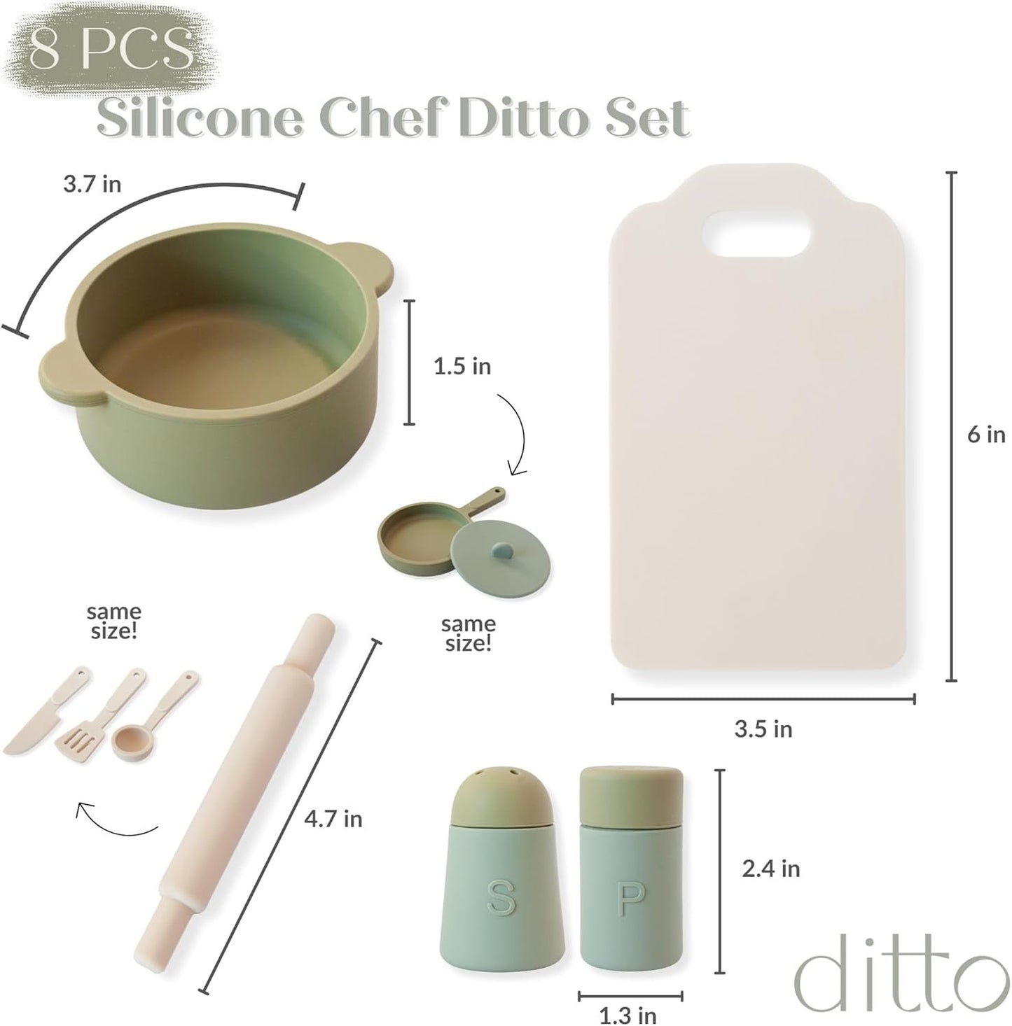 Silicone Play Kitchen Accessories, Kitchen Play Food Set for Kids, Montessori Educational Toys, Play Cooking Set with Pots and Pans, o1brand, dittobaby