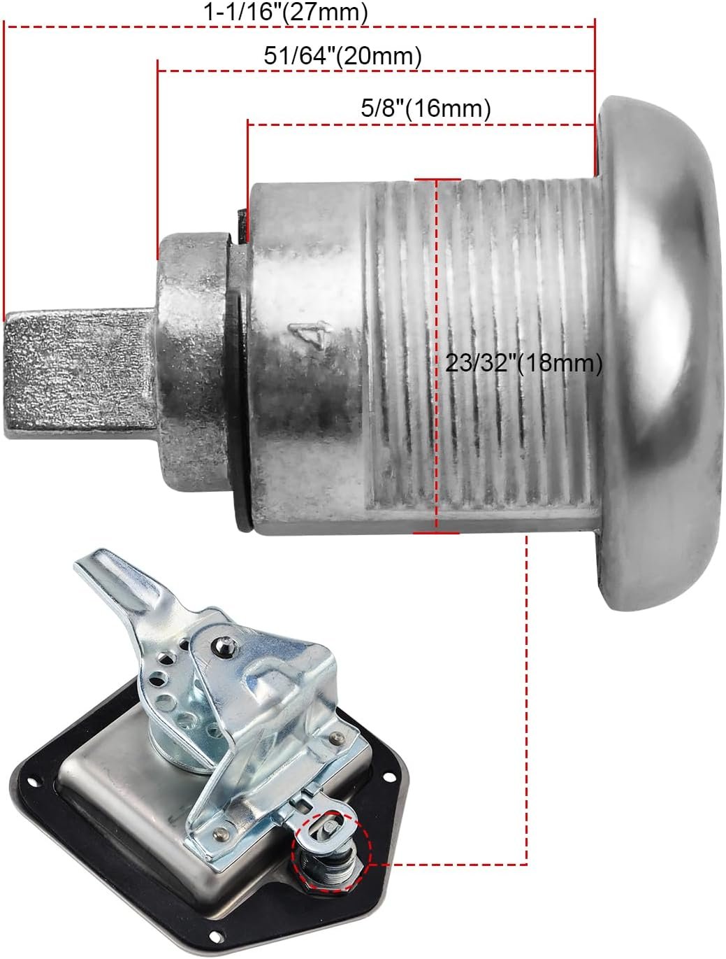 Tool Box Locks with Keys Fit for T-Handle Tool Boxes Lock Cylinder Length 5/8" Lock Body Diameter 23/32" Replacement Truck Toolbox 2 Lock Cylinder 4 Keys