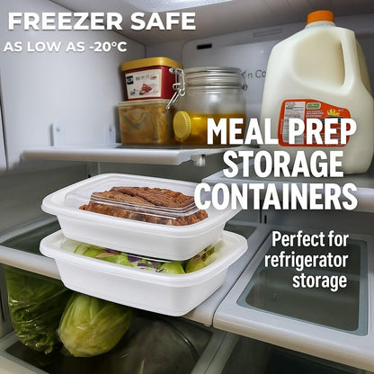 Golden Hub Meal Prep Containers with Lids 12-32oz BPA Free Plastic Food Storage Reusable Stackable Leak Proof Microwave Dishwasher Safe for Lunch Home Office White (12oz 50pc(2))