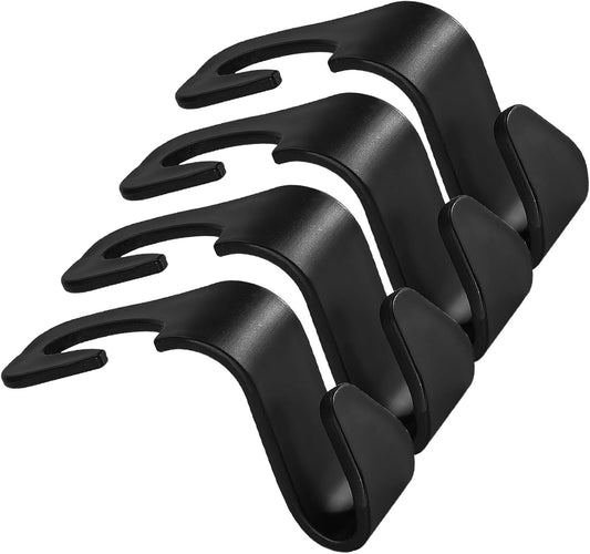 4 Pieces Car Accessories Interior, Car Accessories, Car Seat Hooks, Car Headrest Hooks, for Bags, Clothes, Umbrellas, Shopping Bags, Water Bottles (Black)