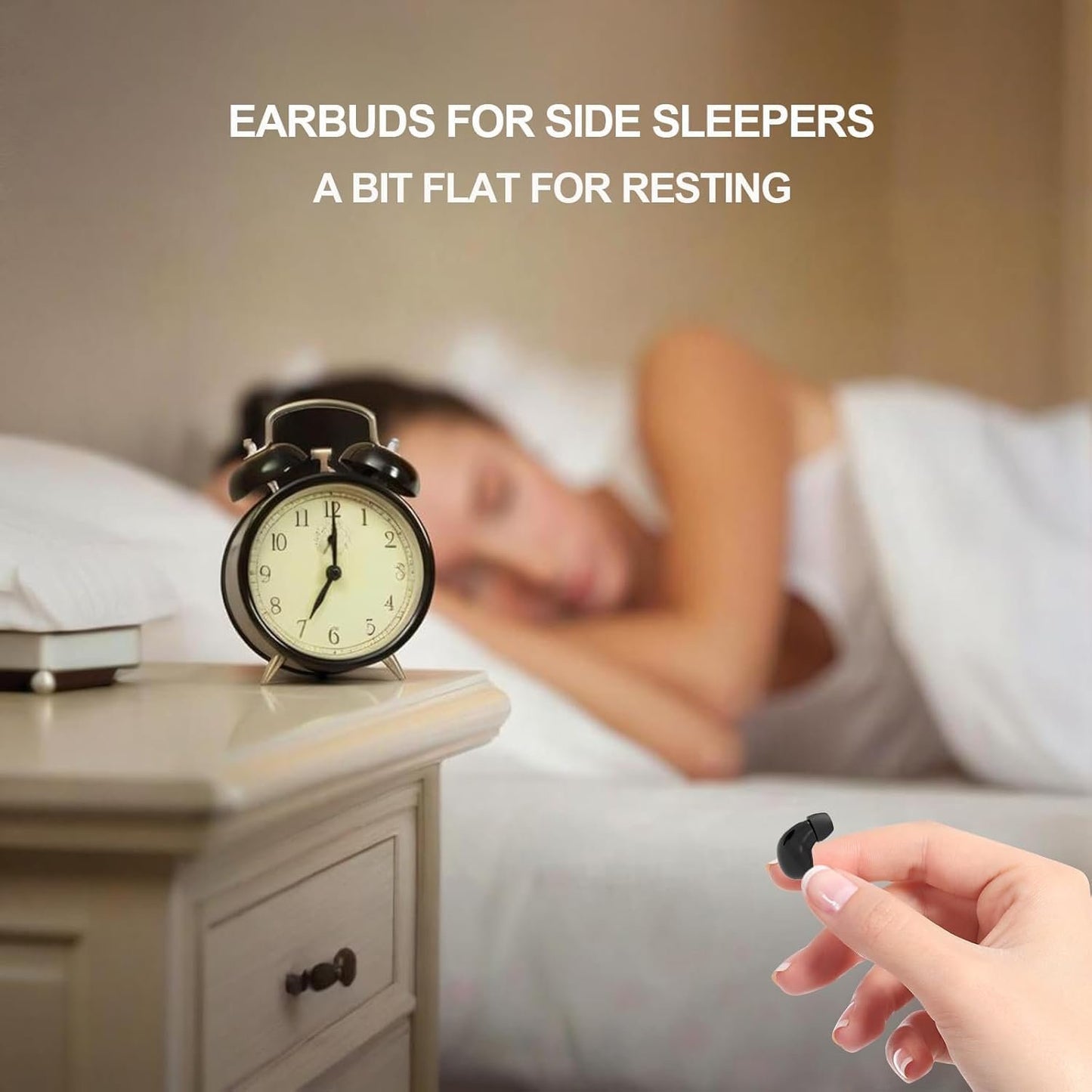 Wireless Smallest Sleep Earbuds, Ultra Small Earphones, Hidden Sleep Headphones, Noise Cancelling Earbuds, Ear Buds for Sleeping, Working, Hiking (Black)