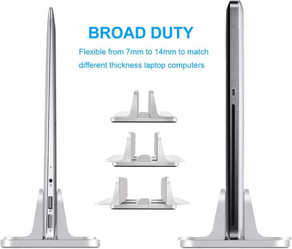 Vertical Laptop Stand, Aluminum Laptop Vertical Stand Organizer, Sturdy Laptop Computer Holder Desktop Stand Compatible with New Retina Apple MacBook Pro/Air, Mac Mini and iPad Pro