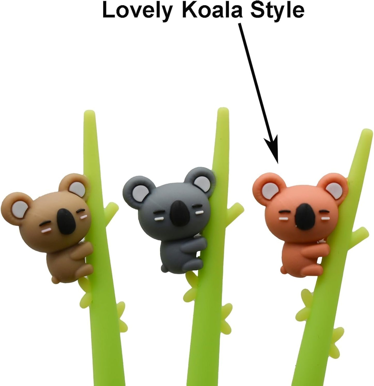 Maydahui 9PCS Tree Climbing Koala Rollerball Pen Cute Cartoon Animal Pens Soft Silicone Black Ink for Party Office School Stationery Supplies