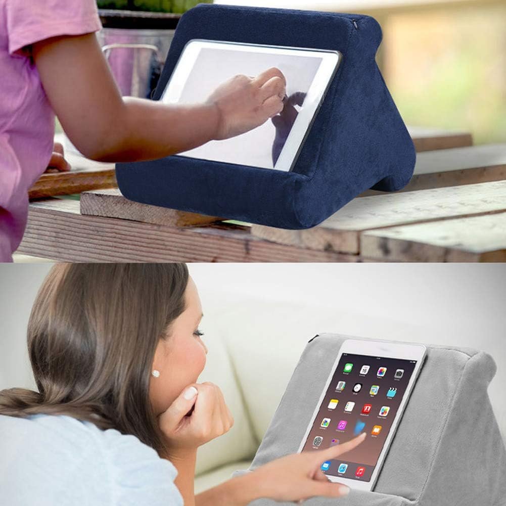 Pillow Pad, Tablet Holder, Tablet Cushion Tablet Stands Laptop Tablet Stand Holder Tablet Pillow Stand Multi-Angle Tablet Stand Pillow Holder for Tablets eReaders Smartphones Books (Navy Blue)