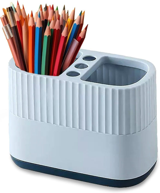 COVRA Aesthetic Pen Holder for Desk - Stylish Pencil Organizer for Office, School, Dorm & Vanity - Desktop Accessories in White, Green, and Blue (blue)