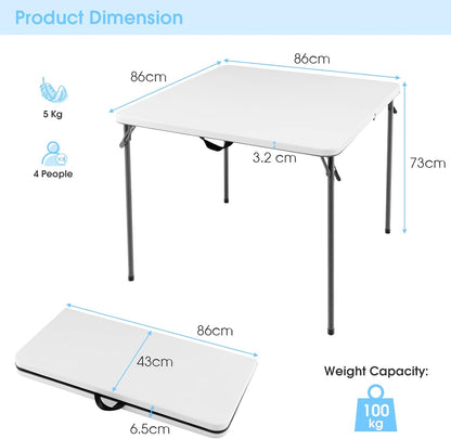 Costway Folding Camping Table, Portable Picnic Camp Table with Handle, Outdoor Lightweight Dining Table with All-Weather HDPE Tabletop and Rustproof Steel Frame (White)