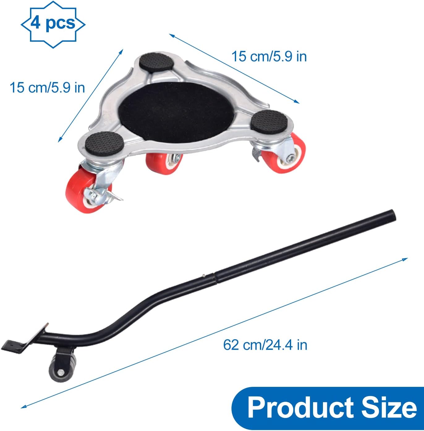 Furniture Transport Wheels Set - Sliding System with Lifter, 4 Pieces and Furniture Lifter Set - 360° Swivel - 400kg Wheels - Durable ABS Wheels