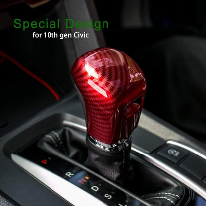 Thenice for 10th Gen Civic Gear Shifting Knob Cover CVT Automatic Transmission Lever Trim Interior Accessories Compatible with Honda Civic 2021 2020 2019 2018 2017 2016 -Red