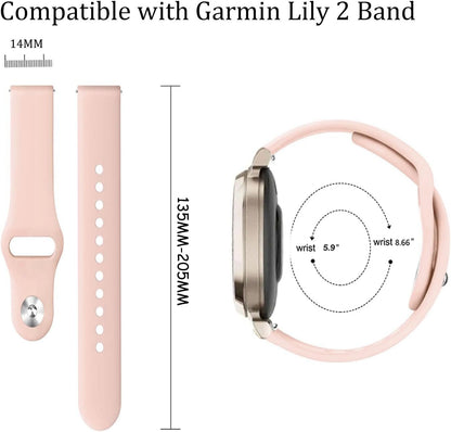 VELULYX Silicone Strap Compatible with Garmin Lily 2, 14mm Sport Band for Garmin Lily 2 Women