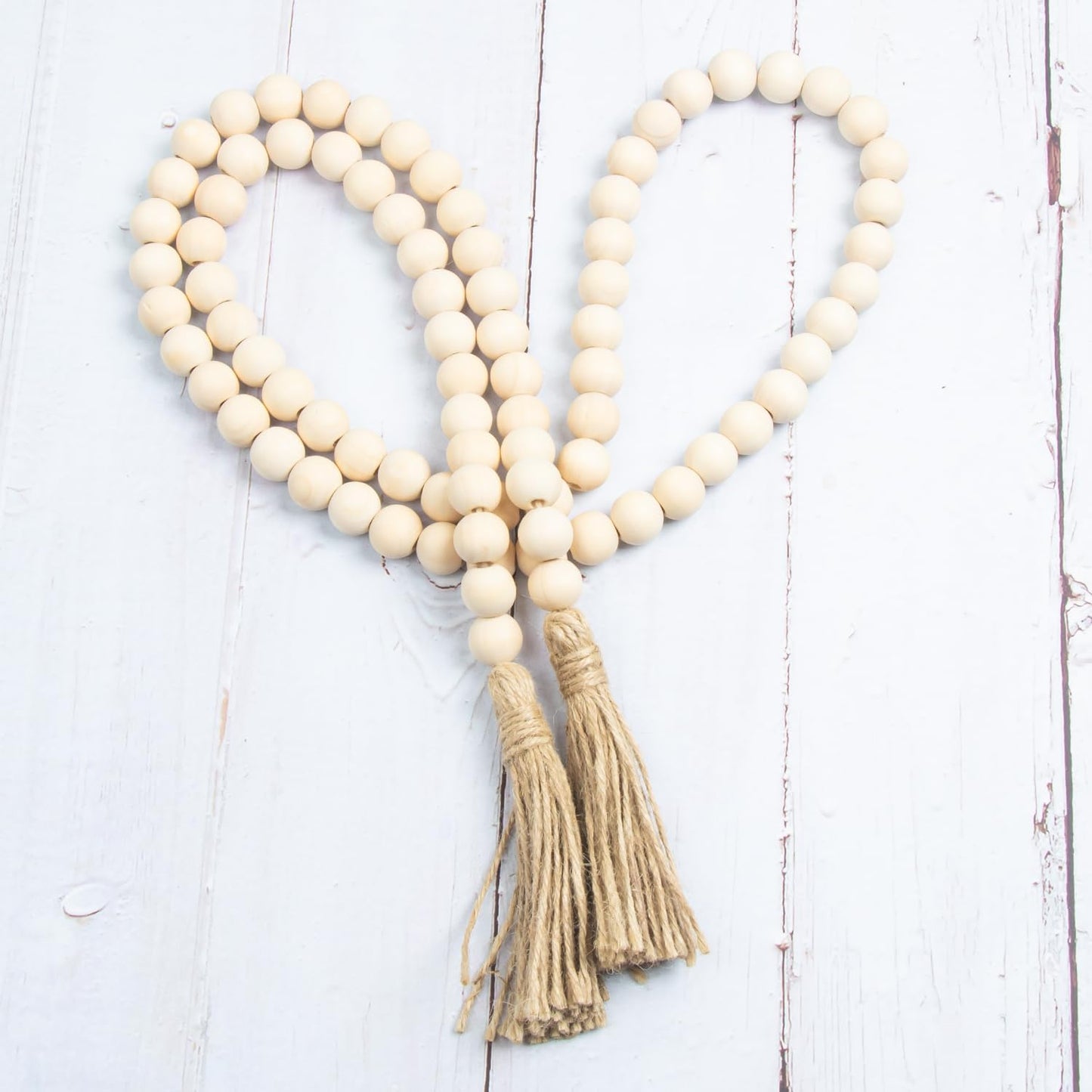 Becho 1 pc 57 Inches Wood Bead Garland with Tassels Home Decor Beads Prayer Beads Farmhouse Beads Wall Hanging Decor