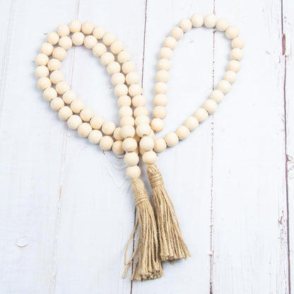 Becho 1 pc 57 Inches Wood Bead Garland with Tassels Home Decor Beads Prayer Beads Farmhouse Beads Wall Hanging Decor