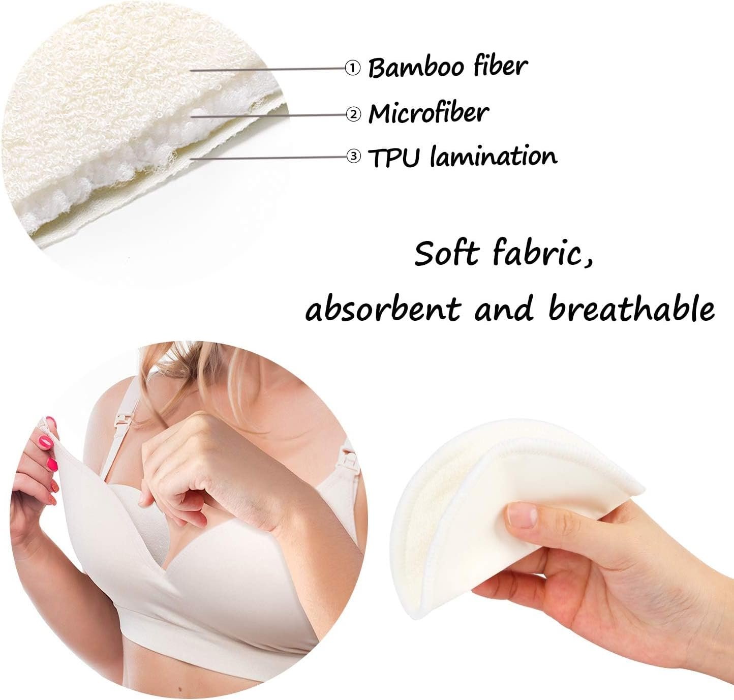 14PCS Washable Nursing Pads, Reusable Breast Pads with Laundry Bag and Storage Bag - Soft, Absorbent, Hypoallergenic, Eco Pads for Breastfeeding