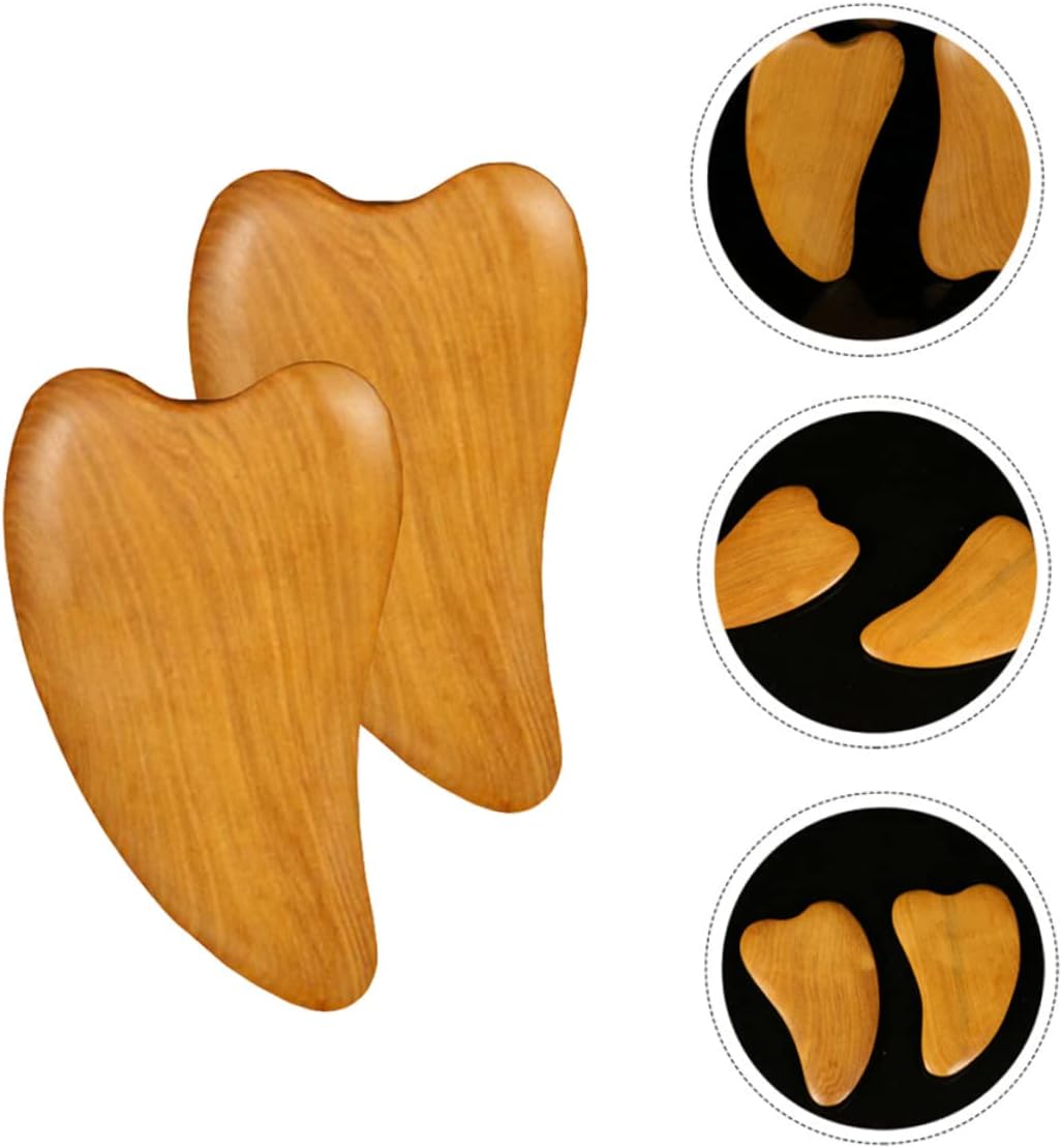 GOOHOCHY 3sets Wooden Scraping Massage Tool Natural Meridians Therapy Scraper for Facial Care Relax Muscles Enhance Skin Elasticity for Daily Use 4pcs*3