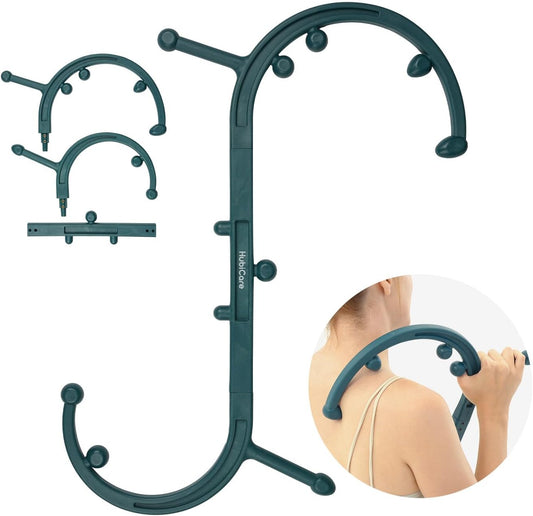 HubiCare Massage Stick, Massage Trigger Point Cane, Body Deep Tissue, Handheld Back, Neck, Shoulder, Leg and Feet, Muscle Release Tool Self Massage Hook Cane for Women & Men (Green)
